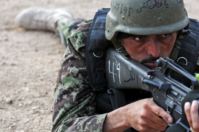 Afghan National Army NCO provides security in a sector of fire