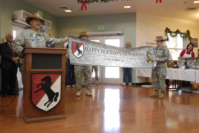 Blackhorse troopers march to veterans' home