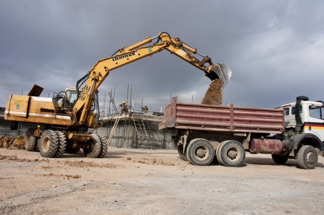 Construction at an Afghan national army facility in the Herat area