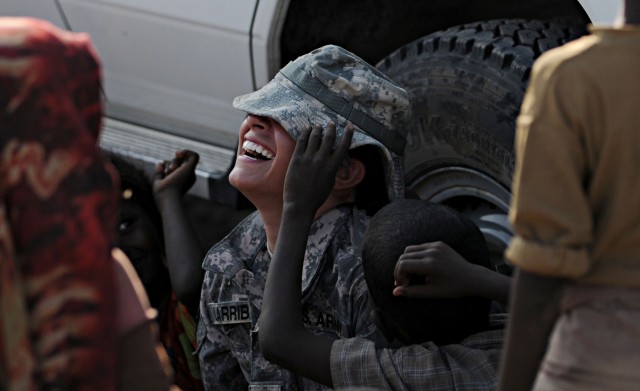 Children in Djibouti learn English through "Soldier in the Classroom" program