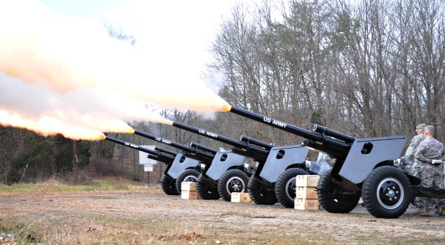 Presidential Salute Battery fires cannons for Belvoir training