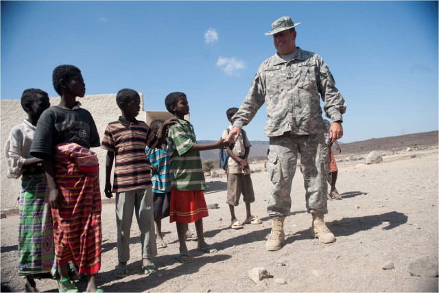 Soldiers deliver supplies to remote Djiboutian school