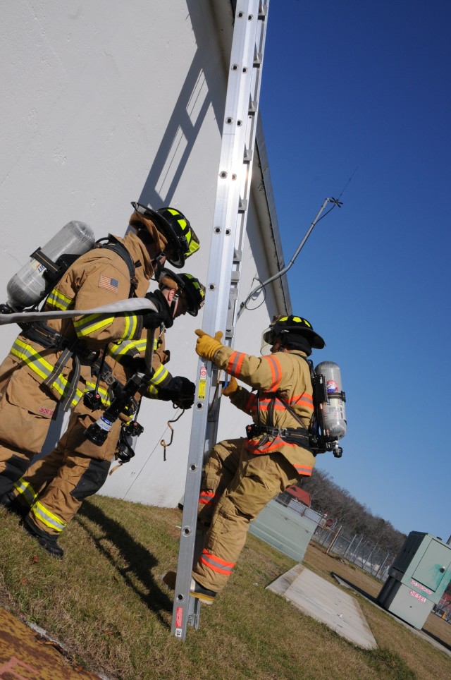 Hunter firefighters work together