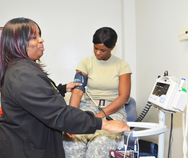 Soldier gets blood pressure checked