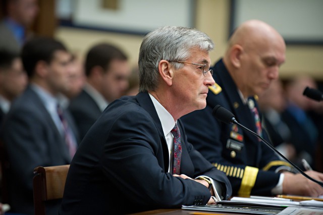 Secretary of the Army John McHugh testifying before the House Armed Services Committee