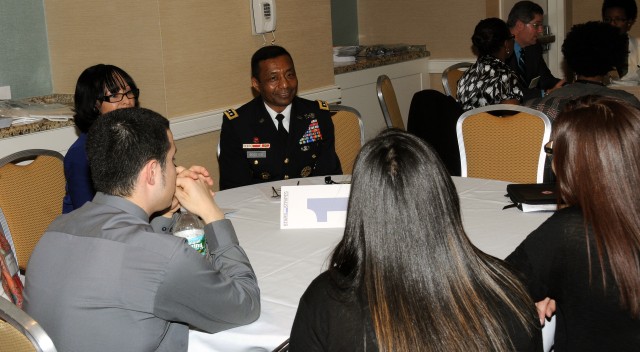 Gen. Bostick talks with students