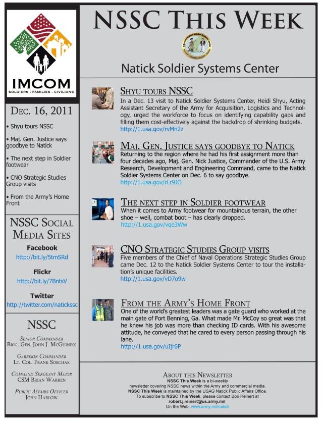 Natick newsletter wins IMCOM journalism award