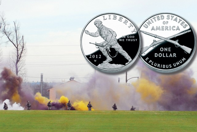 Infantry coin and graduation graphic