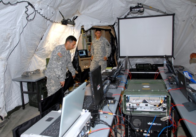 Signal Soldiers set up U.S. Army Africa's Forward Command Post