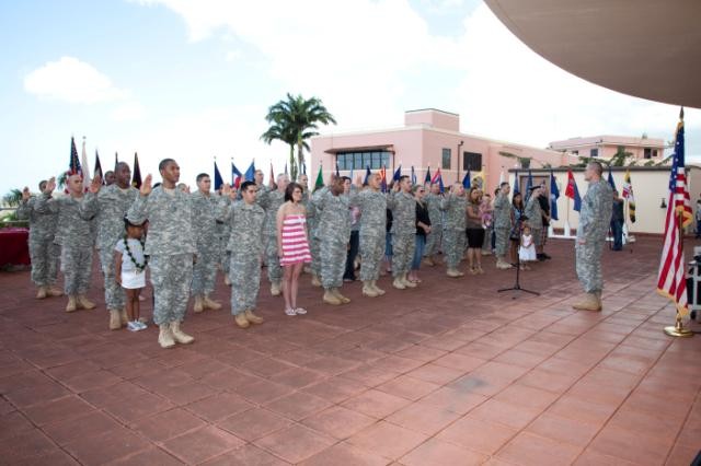 Soldiers come together for March Madness mass re-enlistment