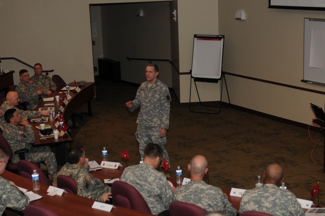 Maj. Gen. Mark McCarley talks to the 88th Regional Support Command Customer Focus Conference attendees