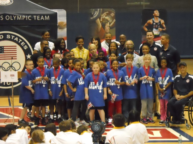 Manor View Elementary School students with First Lady Michelle Obama