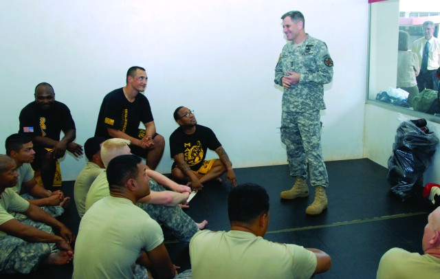 Talking with troops