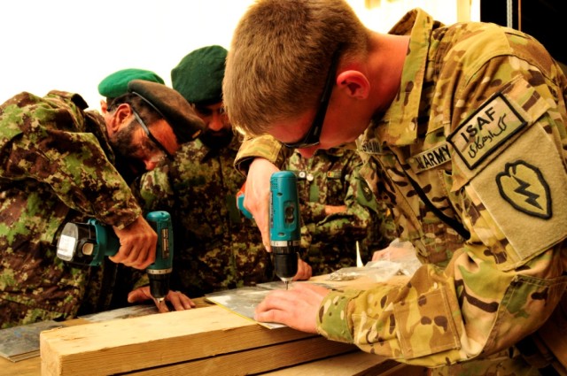 Afghan Air Force, U.S. Army CAB brush up on sheet metal repair