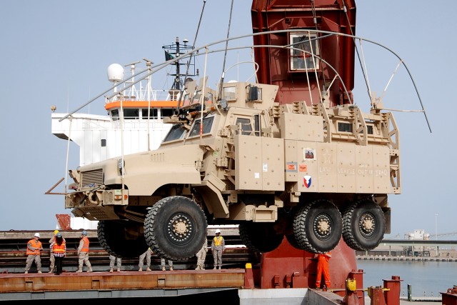 Last Iraq MRAP loaded for transport to 1st Cav museum