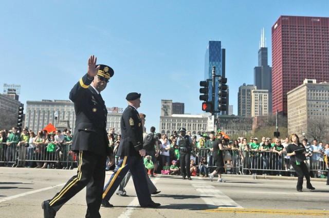 Brig. Gen. Berry marches in the Chicago St. Patrick's Day parade
