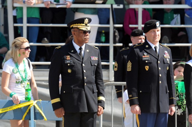 Brig. Gen. Berry and Sgt. Maj. of the Army Chandler honor Chicago's Irish community