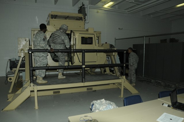 Soldiers training in the Battle Lab