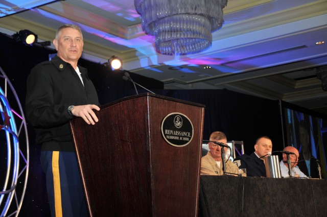 Sergeant Major of the Army Raymond Chandler III, addresses more than 700 service members, spouses, social workers and healthcare professionals