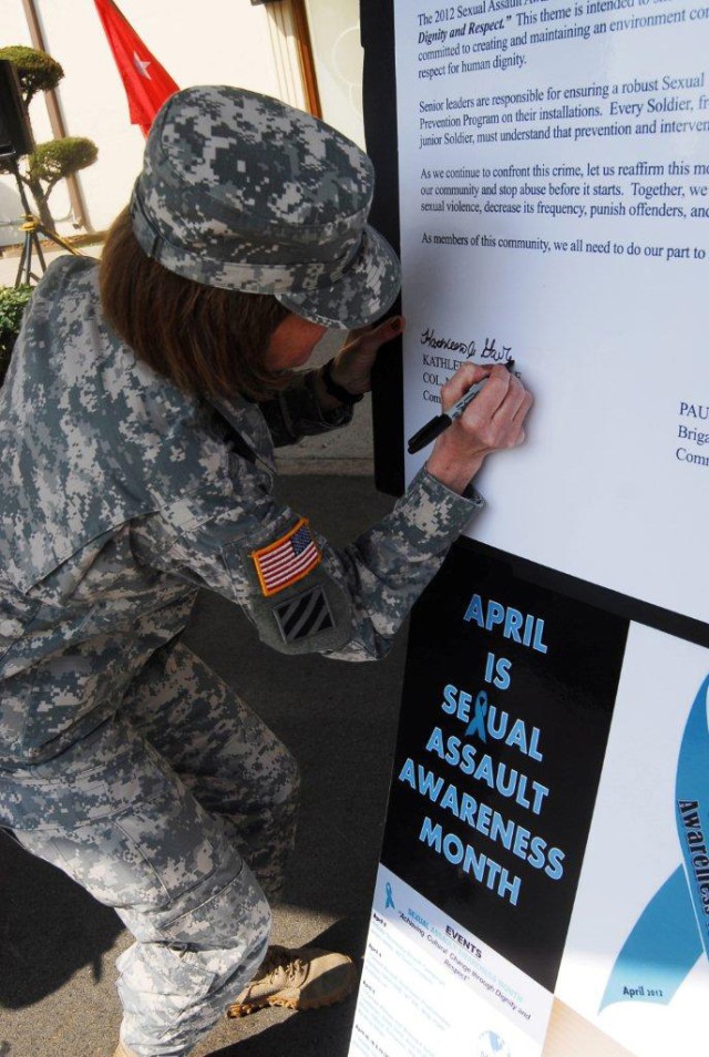 Senior leaders of Area IV sign Sexual Assault Awareness Proclamation