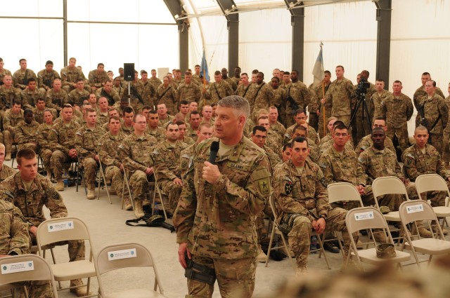 SMA Chandler speaks to troops in Afghanistan