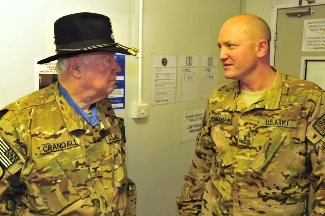 Medal of Honor recipient Col. (Ret.) Bruce Crandall visits CAB
