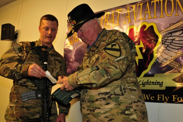 Medal of Honor recipient Col. (Ret.) Bruce Crandall visits CAB