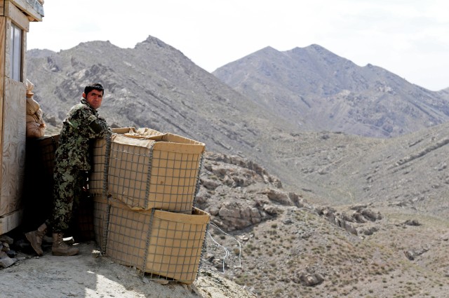 Command Sgt. Maj. Lambert conducts a battlefield circulation of Zabul province