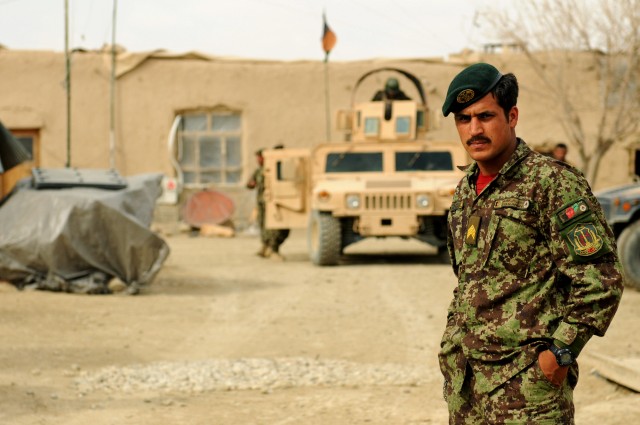 Command Sgt. Maj. Lambert conducts a battlefield circulation of Zabul province