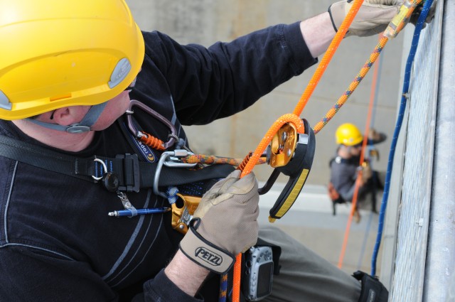 Corps' engineers climb, inspect New Hogan Dam