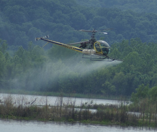 U.S. Army Corps of Engineers, Tulsa District uses helicopter to prepare habitat for endangered birds