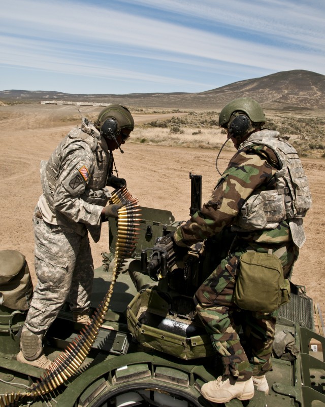 Soldiers put NBC RV Strykers, Fox vehicles through .50-caliber range