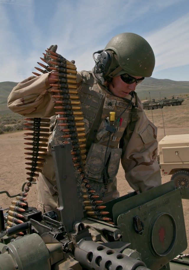 Soldiers put NBC RV Strykers, Fox vehicles through .50-caliber range