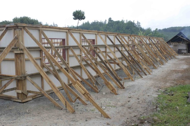 Soldiers get situated at work site in Guatemala