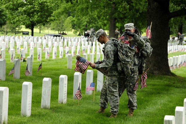 Old Guard Soldiers put Flags In for 2012 Memorial Day