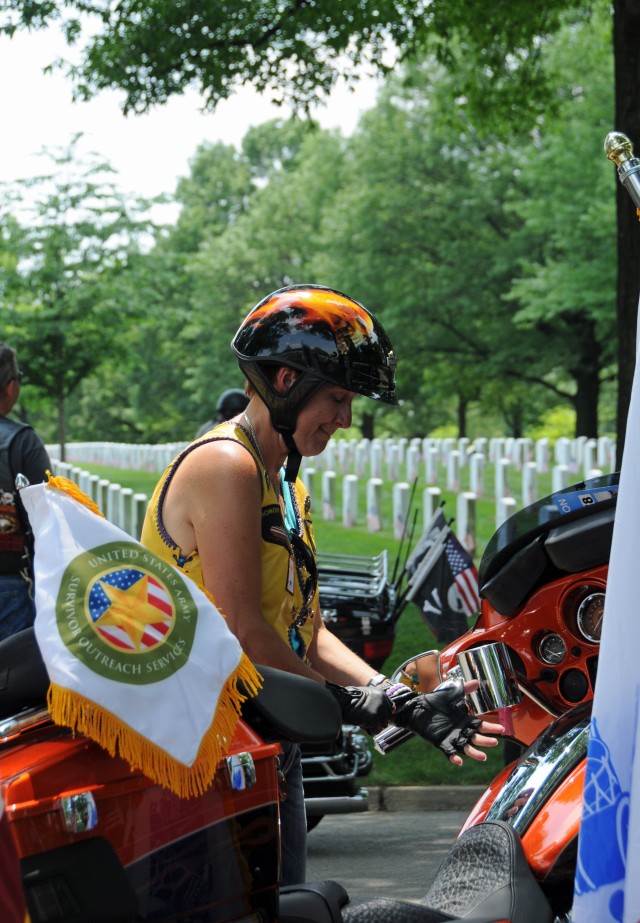 Donna checks bike