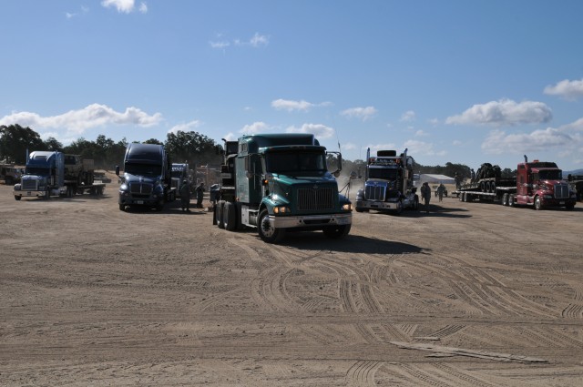 Trucks deliver their cargo