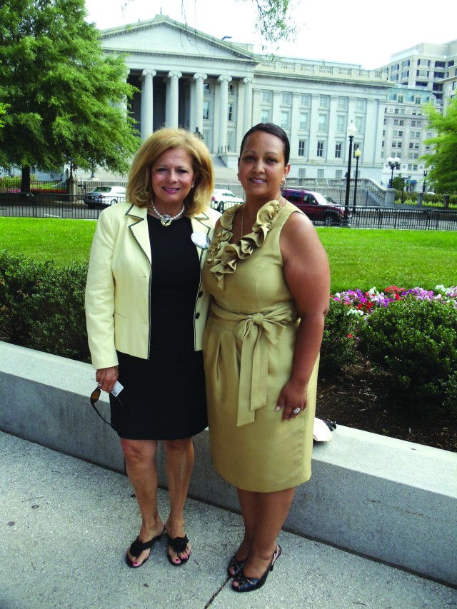 Bonnie Carroll (left), President and Founder of Tragedy Assistance Program for Survivors with Maria Sutherland, Gold Star Family member 