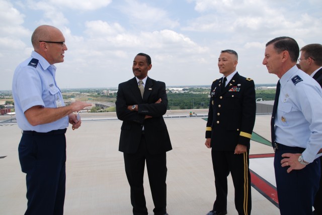 Dr. Woodson visits rooftop helipad