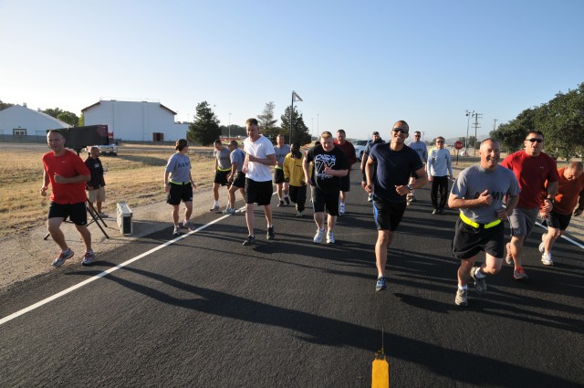 Runners take off during Army Birthday's Bike-Run-Walk race at Fort Hunter Liggett