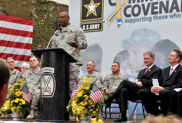 Army Community Covenant renewal signing outside Fort Drum