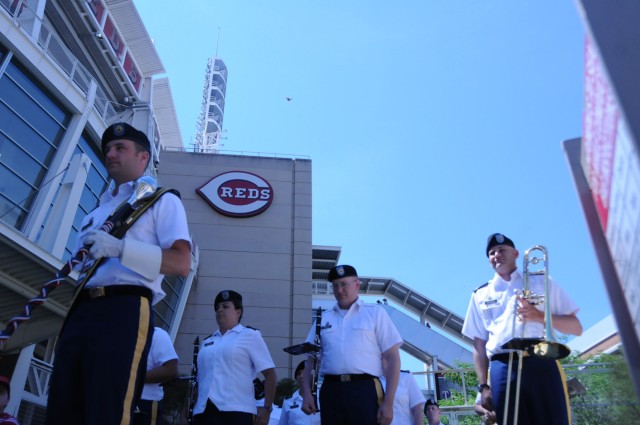 100th Army Band plays at Cincinnati Reds game on Flag Day