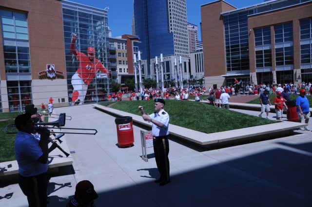 100th Army Band plays at Cincinnati Reds game on Flag Day