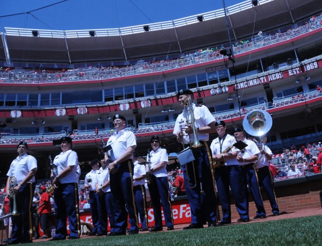 100th Army Band plays at Cincinnati Reds game on Flag Day