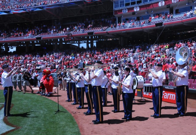 100th Army Band plays at Cincinnati Reds game on Flag Day