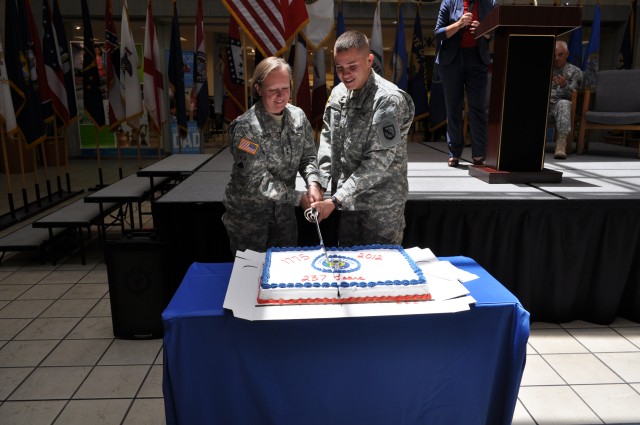 NETCOM General cuts Army Birthday cake at celebration in Sierra Vista, AZ.