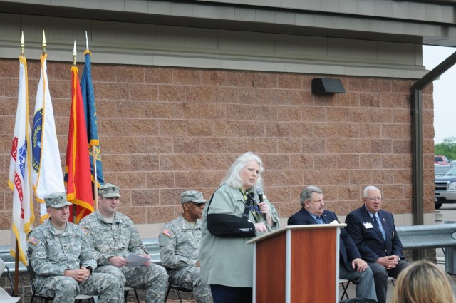 Susan Baldwin speeaks at the Fort Custer Reserve Center Dedication