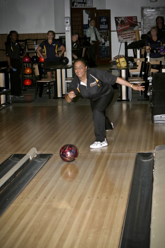 Maj. Kimberley Nelson (pictured) and Sgt. 1st Class Waykisha A. Minott from the 19th Expeditionary Sustainment Command received a total of three medals in the 2012 Armed Forces Bowling Championships h