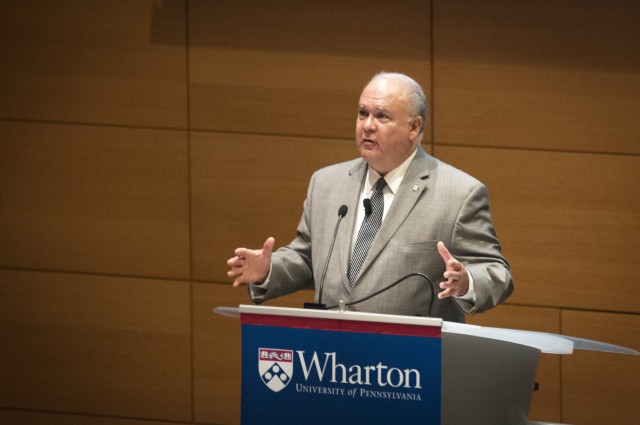 Army Under Secretary discusses the Army's better business practices at Wharton Leadership Conference
