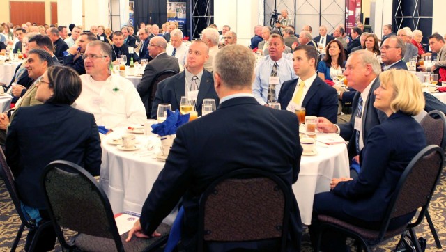 Participants attend the dinner reception to learn about partnering with Letterkenny